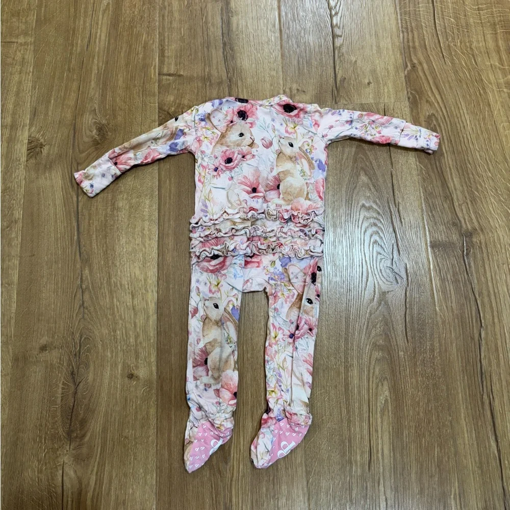 Posh Peanut Ruffle Floral Bunny Onesie